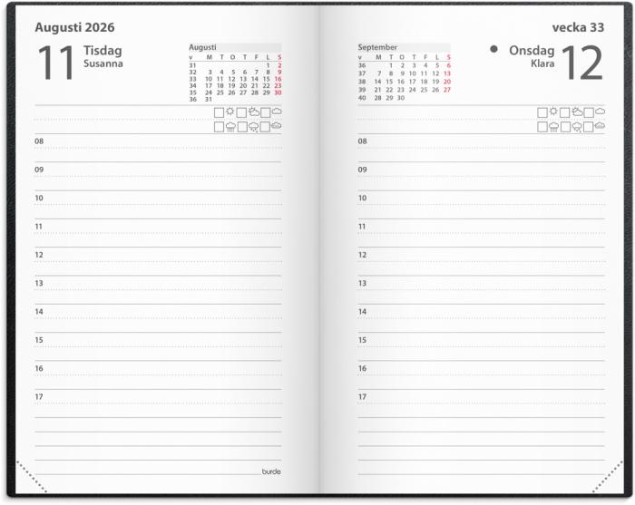 Lilla Agendan svart konstläder 2026