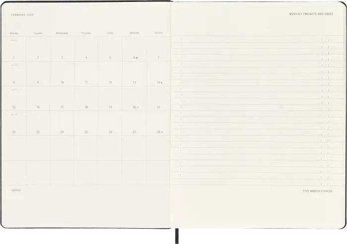 Kalender Moleskine Weekly Pro Vertical Svart hard XL 2027
