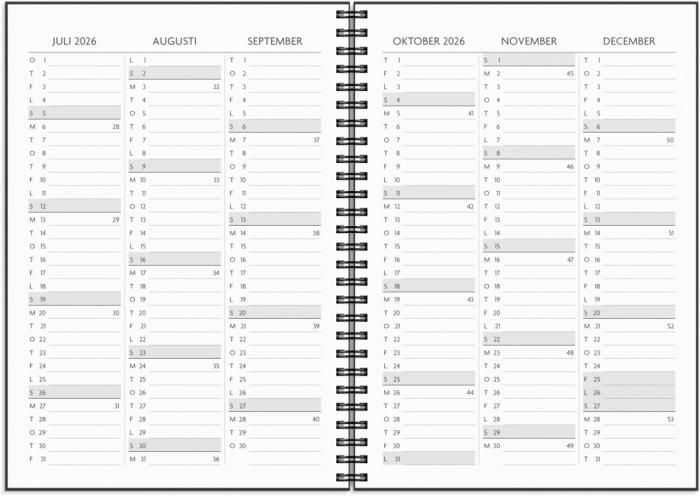 Kalender 2026 Få det gjort svart