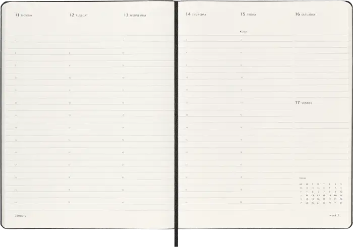 Kalender Moleskine Weekly Pro Vertical Svart hard XL 2027