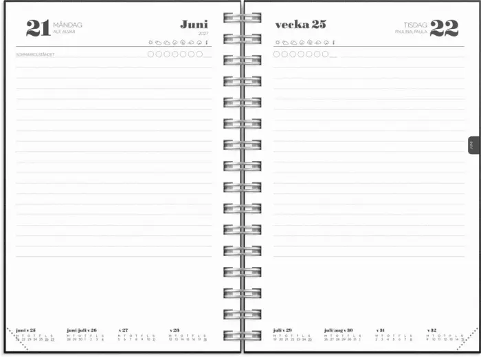 Kalender Dagbok Textile svart 2027