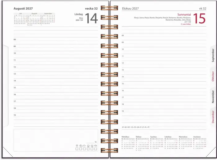 Kalender Dagbok Textile Plommon 2027