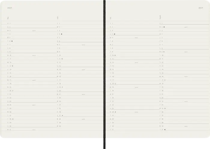 Kalender Moleskine MonthNote Black Soft XL 2027
