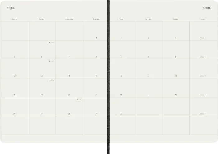 Kalender Moleskine MonthNote Black Soft XL 2027