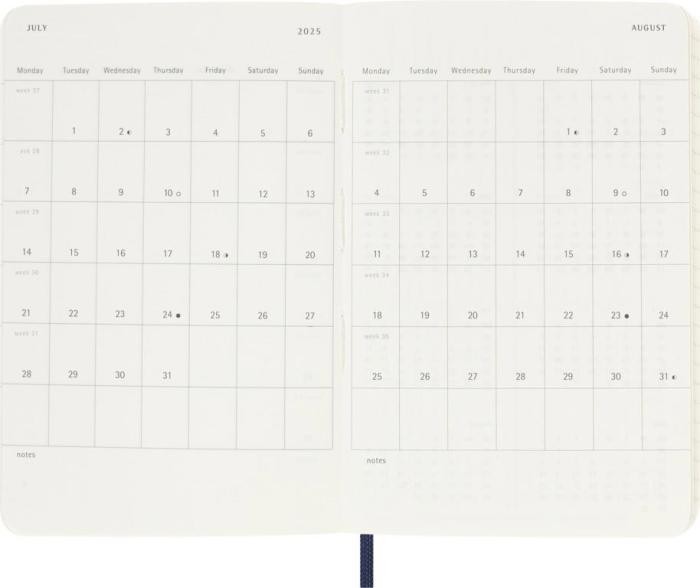 Moleskine Veckokalender Pocket Soft 24/25 Sapphire Blue