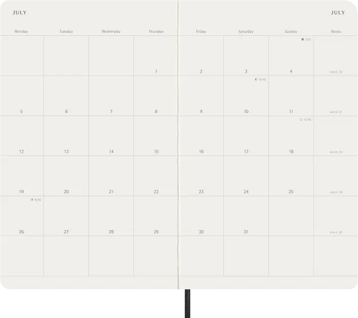Kalender Moleskine MonthNote Black Soft Large 2027