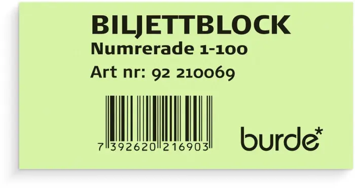 Biljettblock grön 