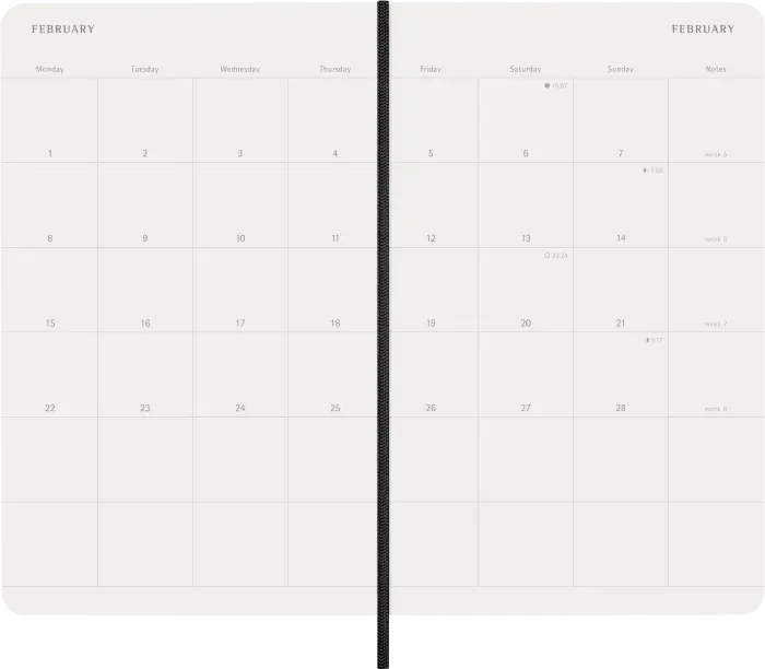 Kalender Moleskine MonthNote Black Soft Large 2027