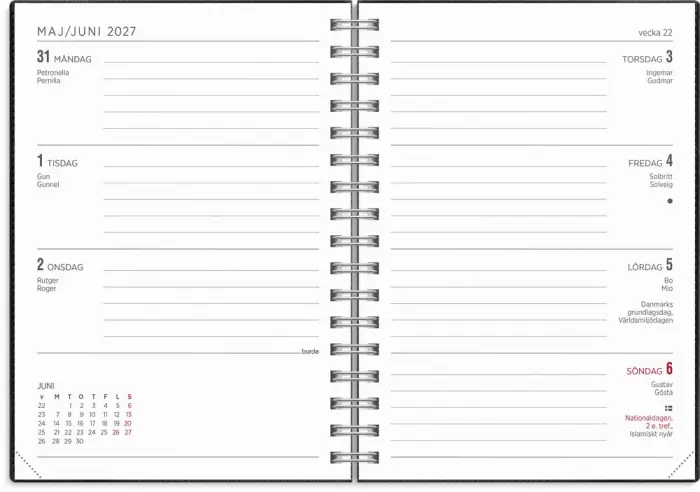 Kalender Senator A6 Twist svart 2027