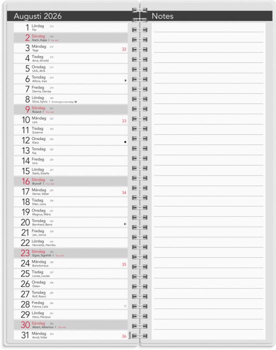 Bordskalender 2026 elegant med spiral