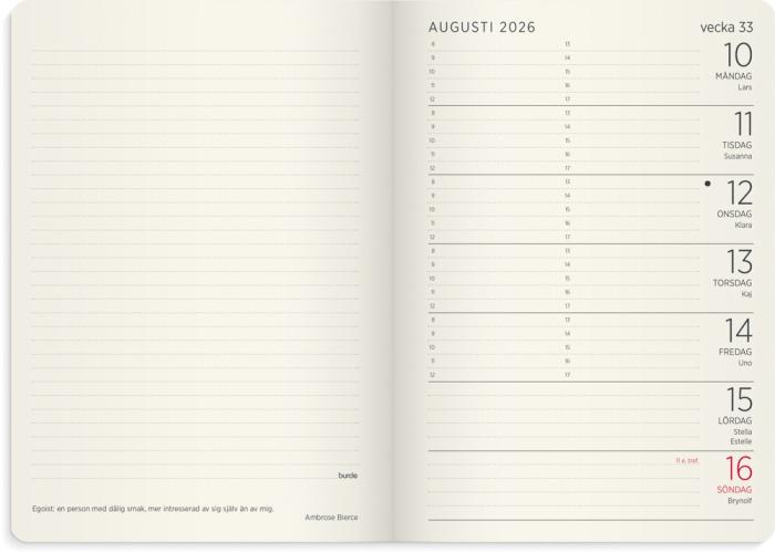 Liten veckokalender Forma Deluxe brun 2026