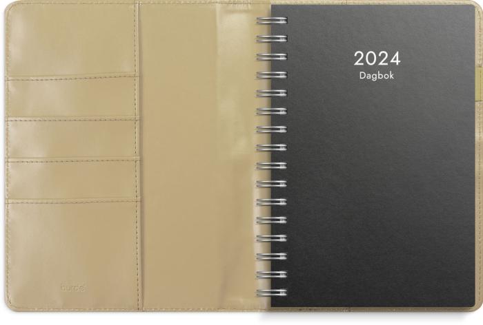 Dagbok, Beige konstläder Alba med slejf