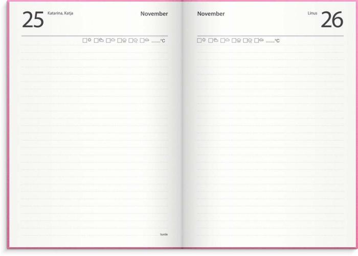 1-årsdagbok rosa linnetextil 