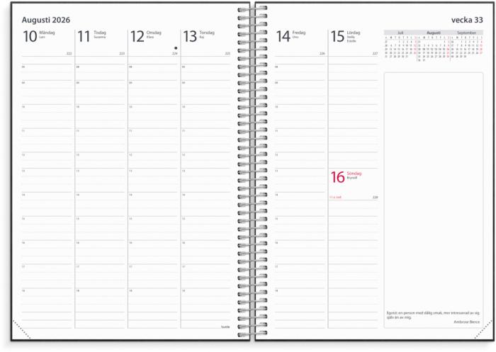 Kalender 2026 Noteringskalendern svart konstläder