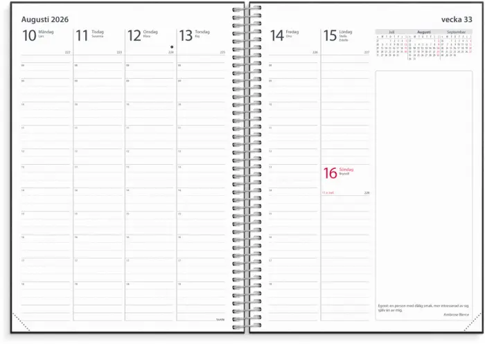 Kalender 2026 Noteringskalendern svart konstläder