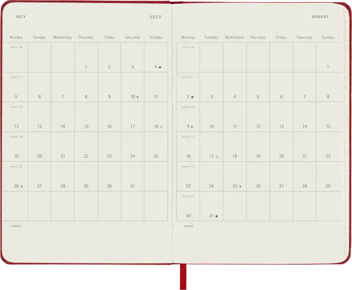 Kalender Moleskine Daily Hard Pocket Red 2027