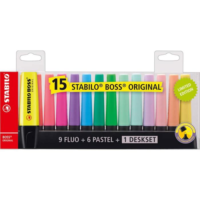 Överstrykningspenna Stabilo Boss Deskset 15/fp 