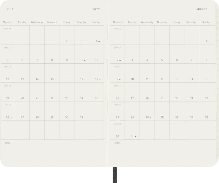 Kalender Moleskine Daily Black Soft pocket 2027