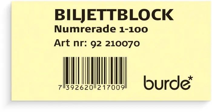 Biljettblock gul 