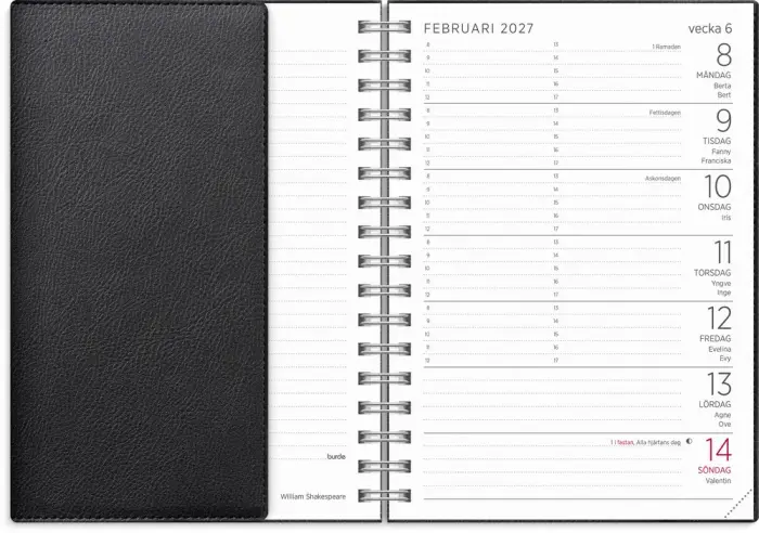 Liten Veckokalender Twist svart 2027