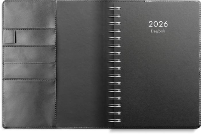 Dagbok svart konstlädermed slejf 2026