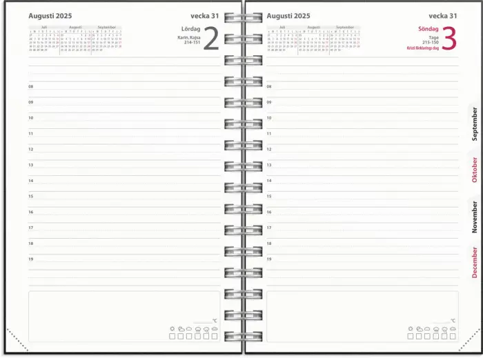 Kalender Dagbok Textile svart 2025