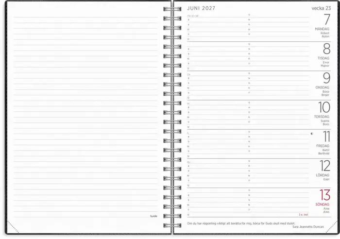 Kalender Stor Veckokalender Twist svart 2027