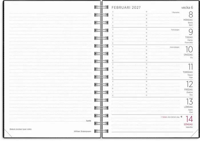 Liten Veckokalender Twist svart 2027