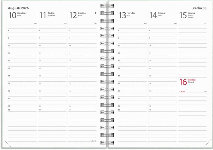Weekly A6 Textile grön 2026