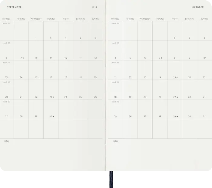 Kalender Moleskine Daily Sapphire Blue Soft Large 2027