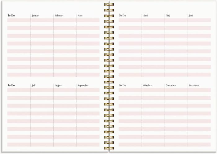 Life Planner Pink A5 rosa konstläder Tora med slejf 2024