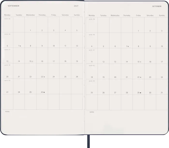 Kalender Moleskine Daily Sapphire Blue Hard Large 2027