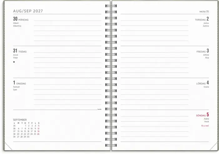 Kalender Senator A5 Twist grå 2027