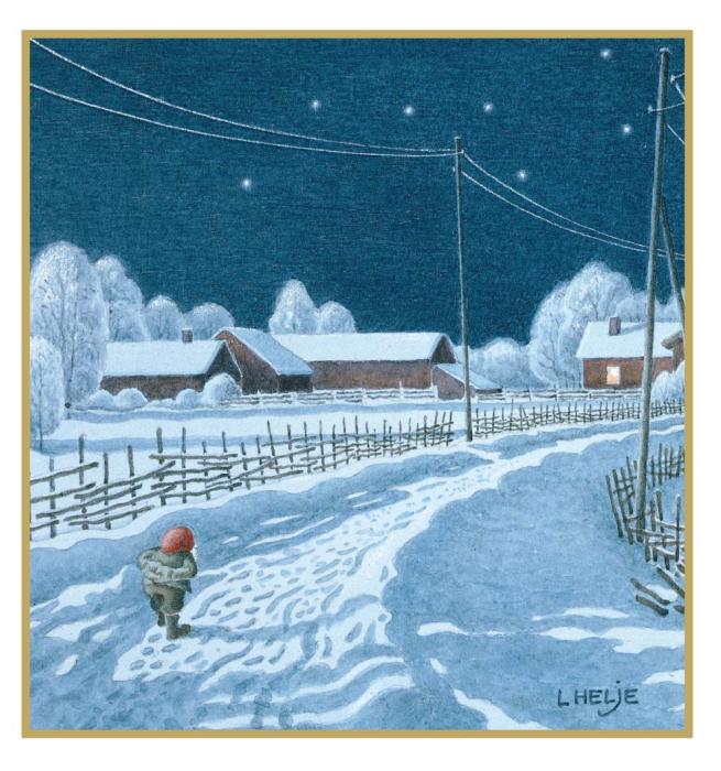 Julkort Unicef 10-pack Tomte och katt/Tomte vid björk