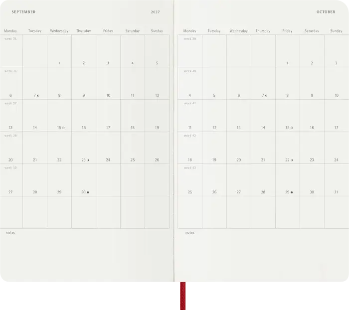 Kalender Moleskine Daily röd Soft Large 2027