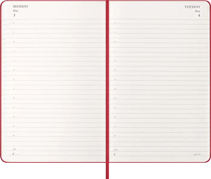 Kalender Moleskine Daily Red Hard Large 2028