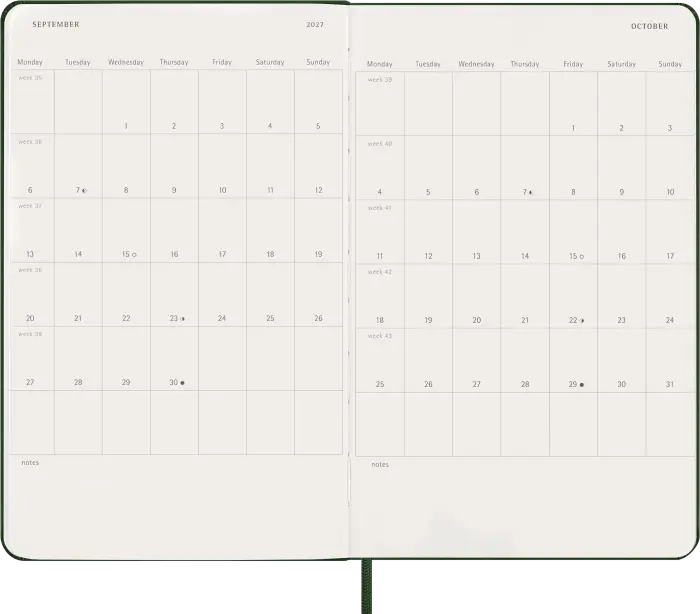 Kalender Moleskine Daily Myrtle Green Hard Large 2027