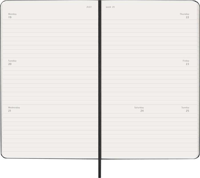 Kalender Moleskine Horizontal Weekly Black Hard Large 26/27