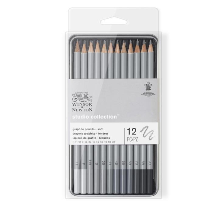 Blyertspennset Winsor & Newton Graphit Pencils Soft 12-pack