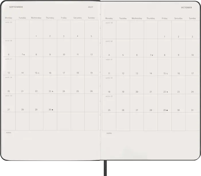 Kalender Moleskine Daily Black Hard Large 2027