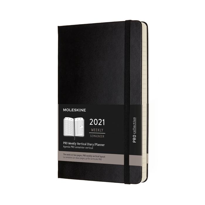 Moleskine Weekly Pro Vertical Svart hard large 2021