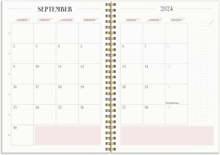 Life Planner Pink A5 rosa konstläder Tora med slejf 2024