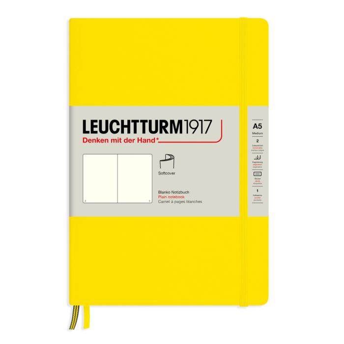 Leuchtturm Notebook A5 soft lemon olinjerad