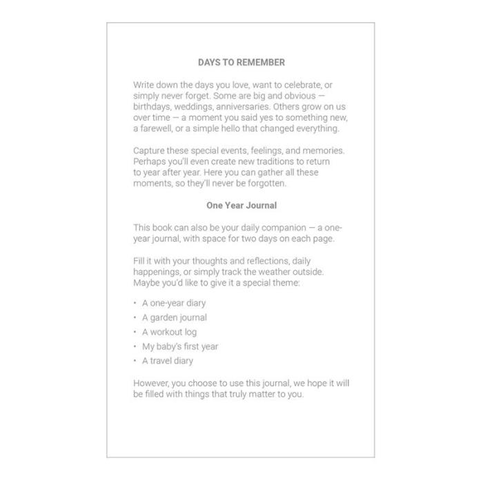 Days to remember One Year Journal Green Leaf 