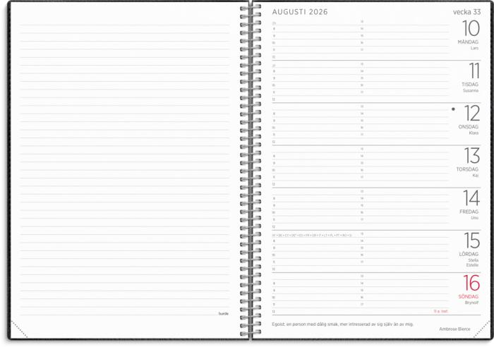 Stor Veckokalender Twist svart 2026