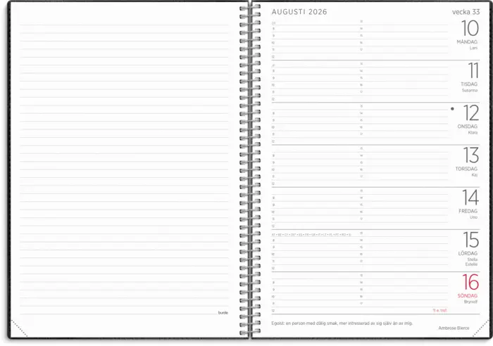 Stor Veckokalender Twist svart 2026