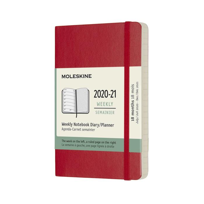 Moleskine Moleskine Veckokalender Pocket Röd soft 20/21 - Kalenderkungen.se