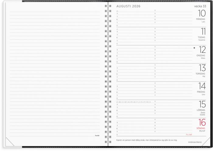 Stor Veckokalender svart plast 2026