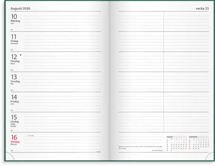 Kontorskalender 2026 grön