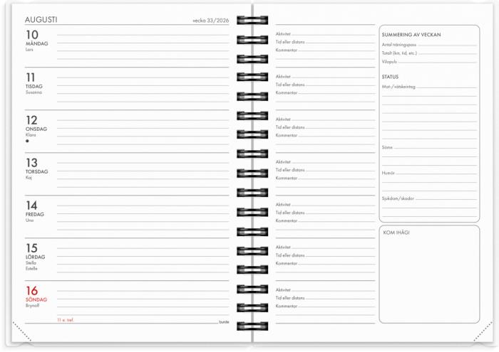 Kalender 2026 Träningskalendern A6